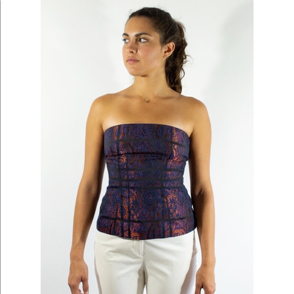 Intermix metallic paisley thick wool tube top. - Picture 2 of 4